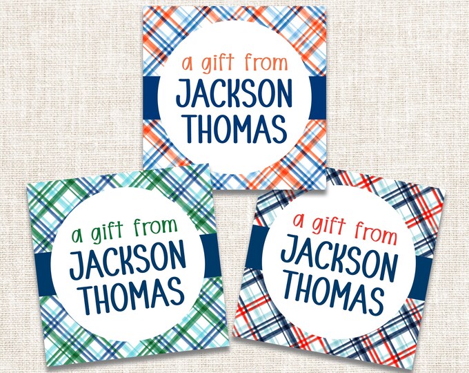 Personalized Boy Gift Tags, Boy Enclosure Cards, Boy Gift Stickers