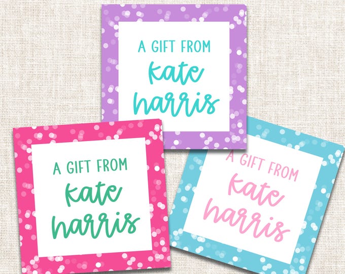 Personalized Girl Gift Tags, Girl Enclosure Cards, Girl Gift Stickers, Preppy Gift Tags