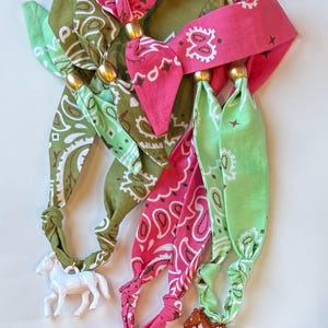 Hand-Dyed Bandana Necklace with Acrylic Horse Pendant