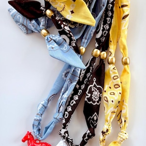 Hand-Dyed Bandana Necklace with Acrylic Horse Pendant
