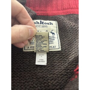 Vintage Osh Kosh Brown Reindeer Knit Zip Up Jacket Winter Outerwear Youth Size 3 image 6