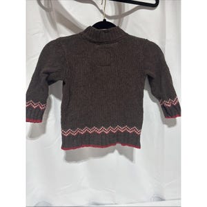 Vintage Osh Kosh Brown Reindeer Knit Zip Up Jacket Winter Outerwear Youth Size 3 image 4