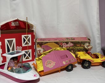 Vintage 1973 Mattel Barbie Goin' Camping Original Box W/other Barbie Toys Descri