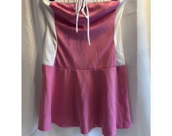 No Boundaries Strapless Pink/White Swimsuit One Piece Dress Retro 00s Y2K Barbie