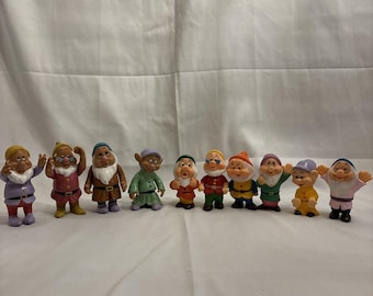 Vintage Walt Disney Seven Dwarves Rubber 5" Squeaker Toys 6 Of 7 Plus 4