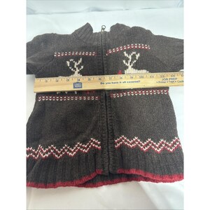 Vintage Osh Kosh Brown Reindeer Knit Zip Up Jacket Winter Outerwear Youth Size 3 image 7