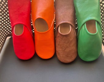 Mens Moroccan Babouche Slippers, Handmade from Soft Organic Leather, Mens House Slippers, Mules Made in Marrakesh, Gift for Father