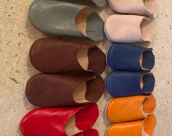 Marokkaanse Babouche pantoffels van biologisch leer – Handgemaakte huismuiltjes voor dames – Zacht cadeau voor binnenschoenen
