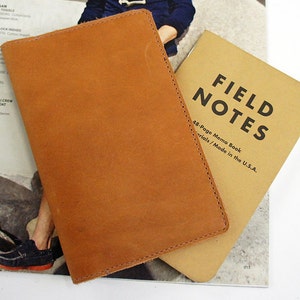 Field Notes Leather Cover Tan Customizable Free Personalization image 1