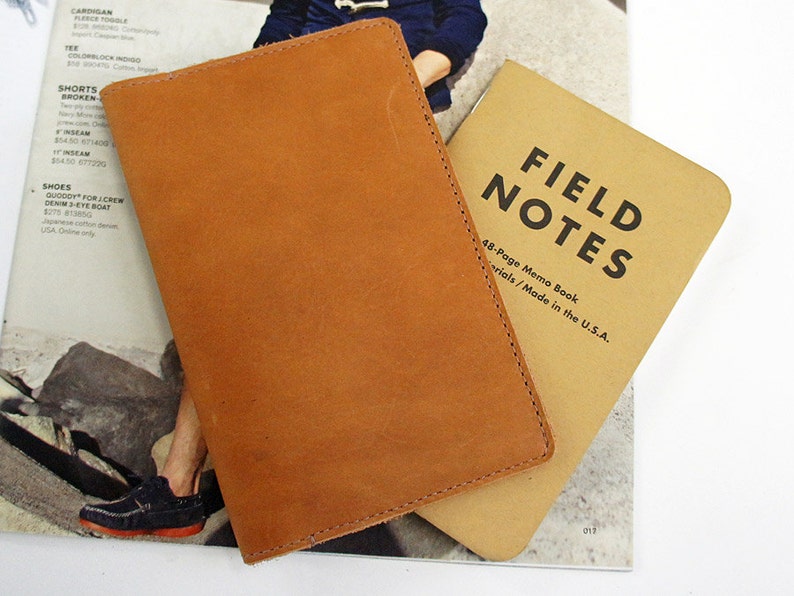 Field Notes Leather Cover Tan Customizable Free Personalization image 1