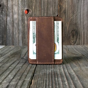 Cash Band Credit Card Holder Personalized Wallet Slim Leather Wallet Crazy Horse image 3