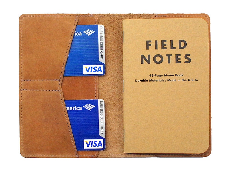 Field Notes Leather Cover Tan Customizable Free Personalization image 2