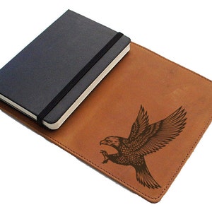 Handmade Moleskine Notebook Leather Cover - Swooping Eagle (FREE PERSONALIZATION)