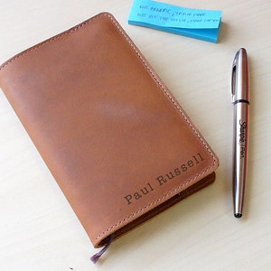 Handmade Moleskine Notebook Leather Cover - Tan (FREE PERSONALIZATION)
