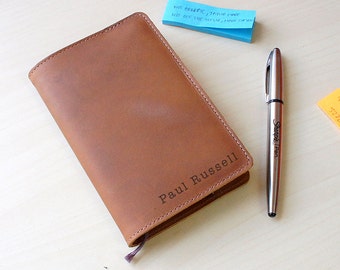 Handmade Moleskine Notebook Leather Cover - Tan (FREE PERSONALIZATION)