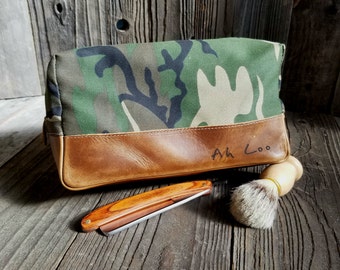 Camouflage Toiletry Bag - Personalized Dopp Kit - Groomsmen Gift - Camo & Brown