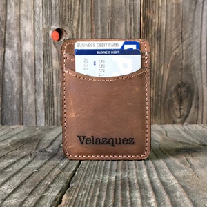 Cash Band Credit Card Holder Personalized Wallet Slim Leather Wallet Crazy Horse image 1