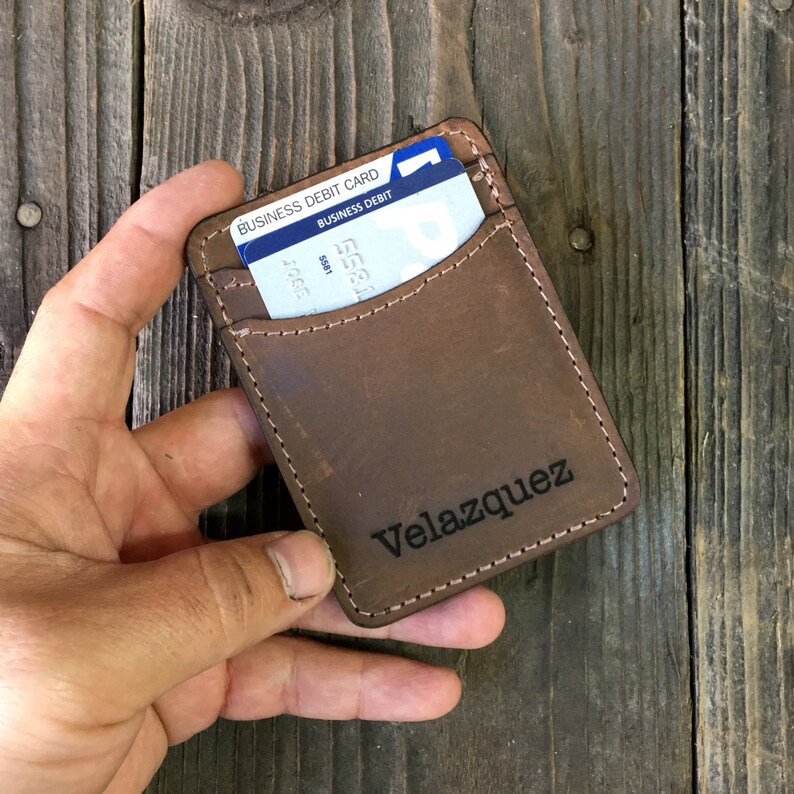 Cash Band Credit Card Holder Personalized Wallet Slim Leather Wallet Crazy Horse image 4
