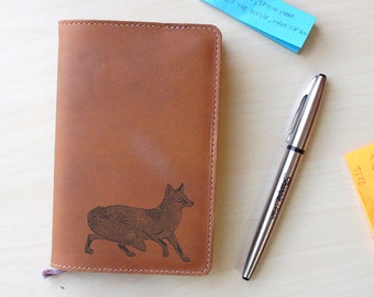 Handmade Moleskine Notebook Leather Cover - Fox (FREE PERSONALIZATION)