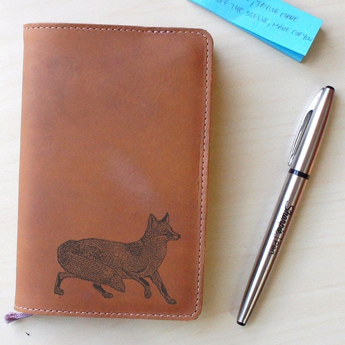 Handmade Moleskine Notebook Leather Cover Fox FREE Etsy