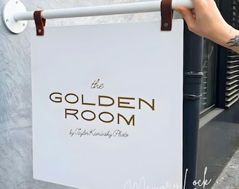 Letrero colgante de doble cara para escaparate / Letrero para tienda exterior / Logotipo metálico personalizado