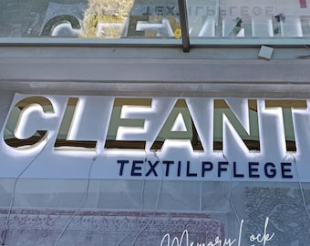 Letrero comercial, letrero metálico 3D personalizado, letrero con logotipo retroiluminado, letrero para salón de belleza, letrero con letras iluminadas, letrero LED, letrero 3D, letrero luminoso para exteriores