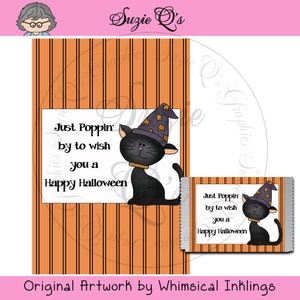 Black Cat Microwave Popcorn Wrapper for Halloween - Digital Printable - Immediate Download