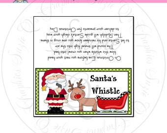 Santa's Whistle Bag Topper - Digital Printable - Immediate Download