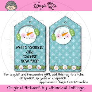 Merry &quot;Kissmas&quot; and &quot;Chappy&quot; New Year Tag  - CU Digital Printable - Immediate Download