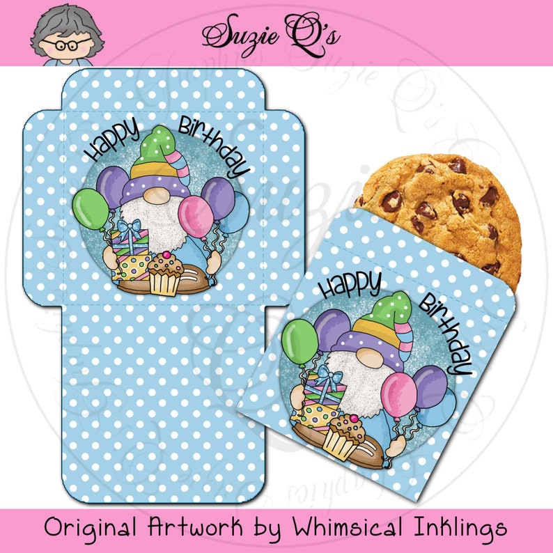 Birthday Cookie Envelope Digital Printables Immediate Download image 1