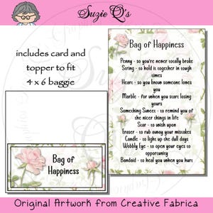Kit Bolsa de la Felicidad incluye Adorno y Tarjeta - Imprimible Digitalmente - Descarga Inmediata