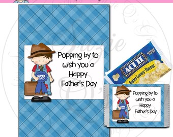 Father's Day Popcorn Wrapper - Also available in African American version (message me prior to purchase) Digital File - Immediate Download