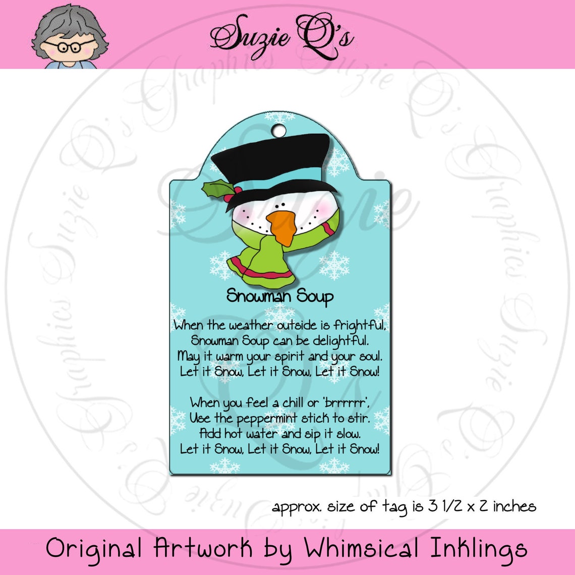 Snowman soup tag cu digital printable good craft show etsy
