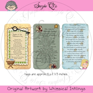 Legends of Christmas Tags, Set 4 - Angel, Innkeeper and Nativity  - CU Digital Printable - Immediate Download
