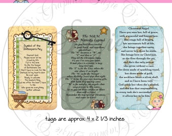 Legends of Christmas Tags, Set 4 - Angel, Innkeeper and Nativity  - CU Digital Printable - Immediate Download