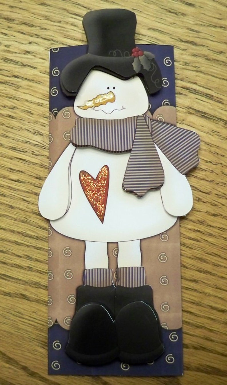 Snowman 3D Candy Bar Sleeve Digital Printable Immediate Download image 3