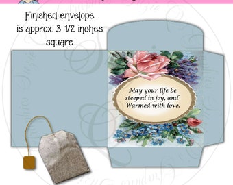 Warmed with Love Vintage Tea Envelope - Digital Printable - Immediate Download