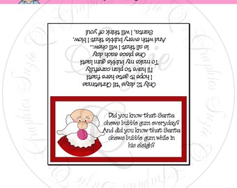 Santa's Bubble Gum (Christmas Countdown) Bag Topper - Digital Printable - Immediate Download