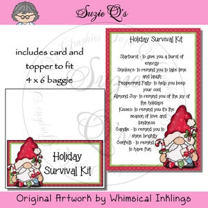 Holiday Survival Kit includes Topper and Card - Digital Printable - Immediate Download