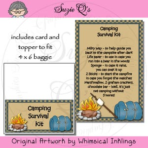 Kit de supervivencia para acampar (incluye adorno y tarjeta) - Imprimible digitalmente - Descarga inmediata