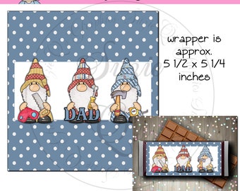 Gnomes "DAD" Candy Bar Wrapper - Digital Printable - Immediate Download