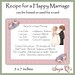 Recipe for a Happy Marriage Card Front Digital Printable