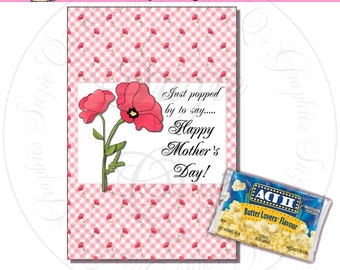 Mother's Day Microwave Popcorn Wrapper - Digital Printable - Immediate Download