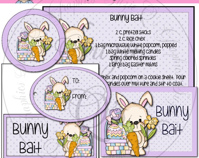 Bunny Bait Gift Set - Jar Labels, Bag Topper, Tag and Recipe Card ...