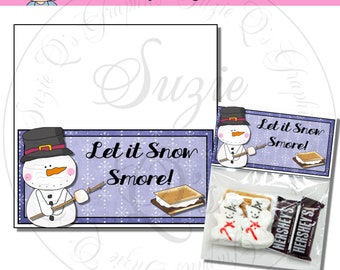 Let It Snow Smore Bag Topper - Digital Printable - Immediate Download