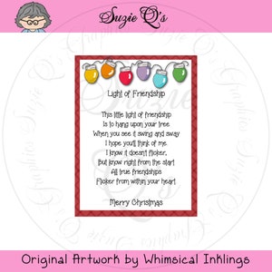 Light of Friendship Card/Tag in 2 sizes - CU Digital Printable -Immediate Download