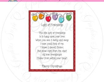 Light of Friendship Card/Tag in 2 sizes - CU Digital Printable -Immediate Download