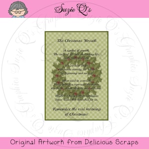 Bedeutung des Weihnachtskranzes Kartenvorderseite, in zwei Größen - Digital Printable - Sofortiger Download