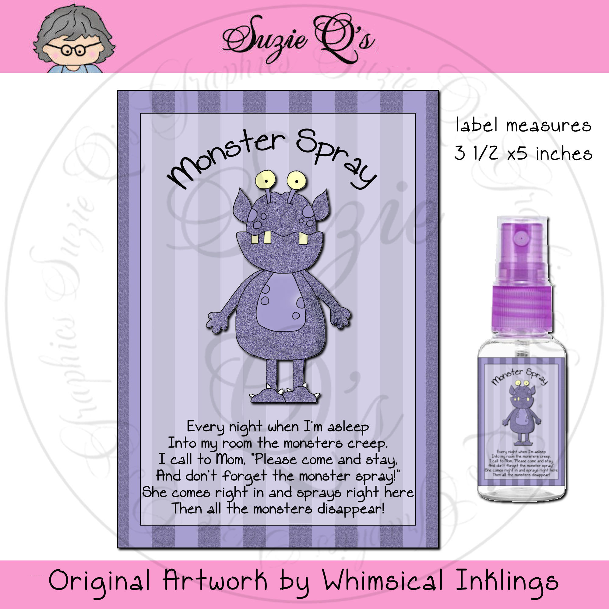 Monster Spray Bottle Labels Digital Printable Immediate Etsy Monster Spray Bottle Labels Digital Printable Immediate Etsy