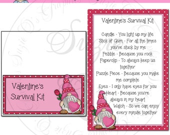 Valentine's Survival Kit includes Topper and Card - Digital Printable - Immediate Download